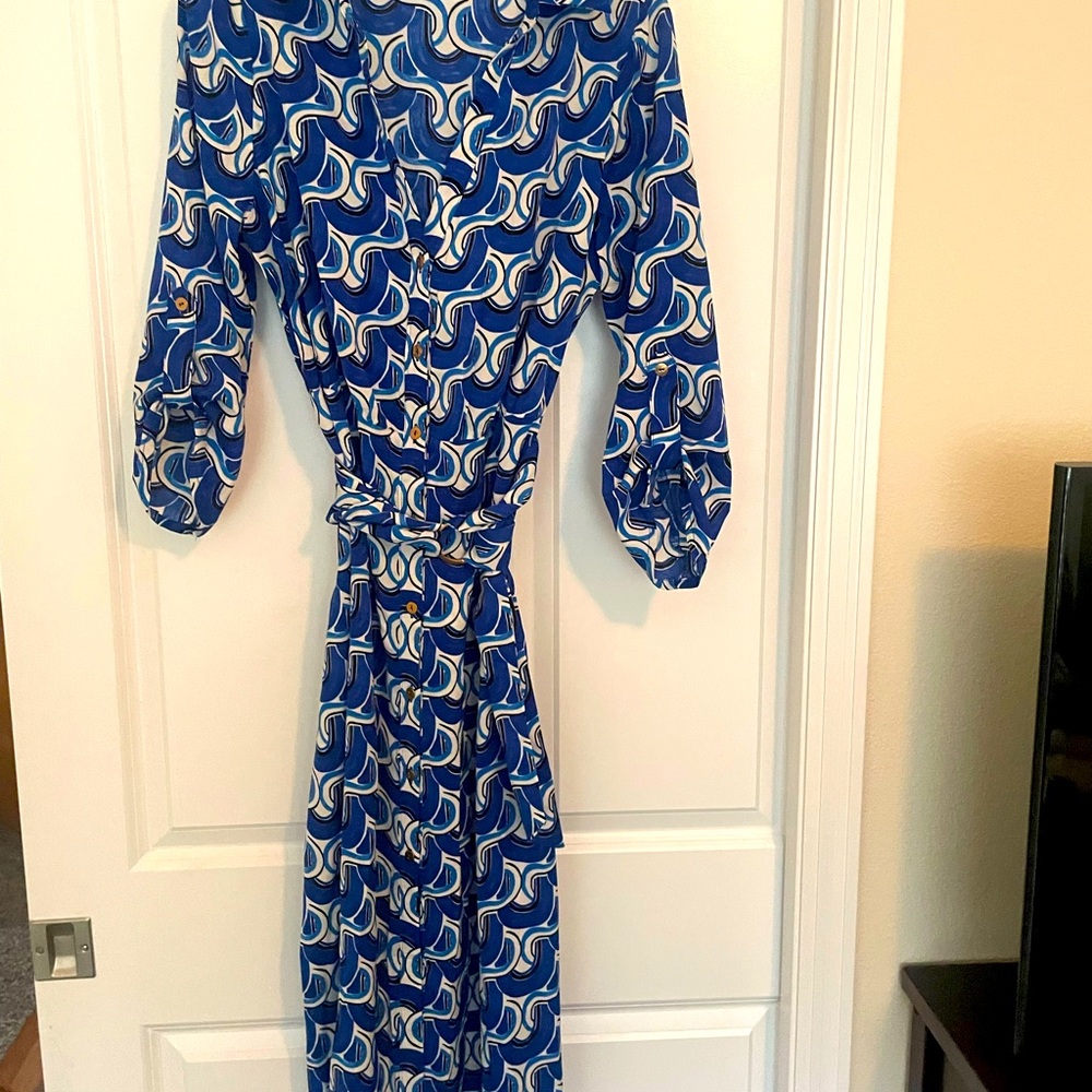 New never worn blue and white shirt dress by milk and Honey size large